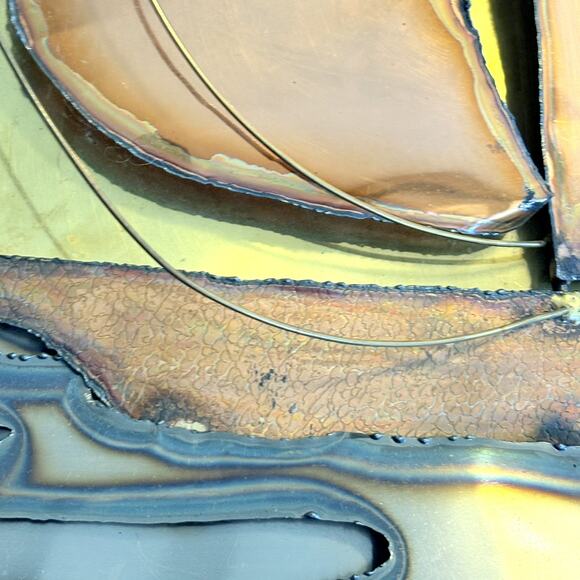 Vintage MCM Sailboat Framed Metal Wall Art 3D Sculpture Copper Brass 20" x 16.5" - Picture 5 of 8